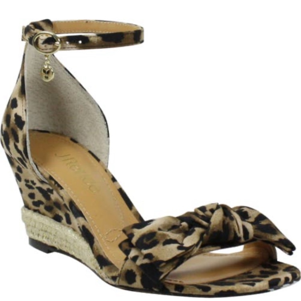 J.Renee Leopard Print Ankle-Strap Wedge Sandals